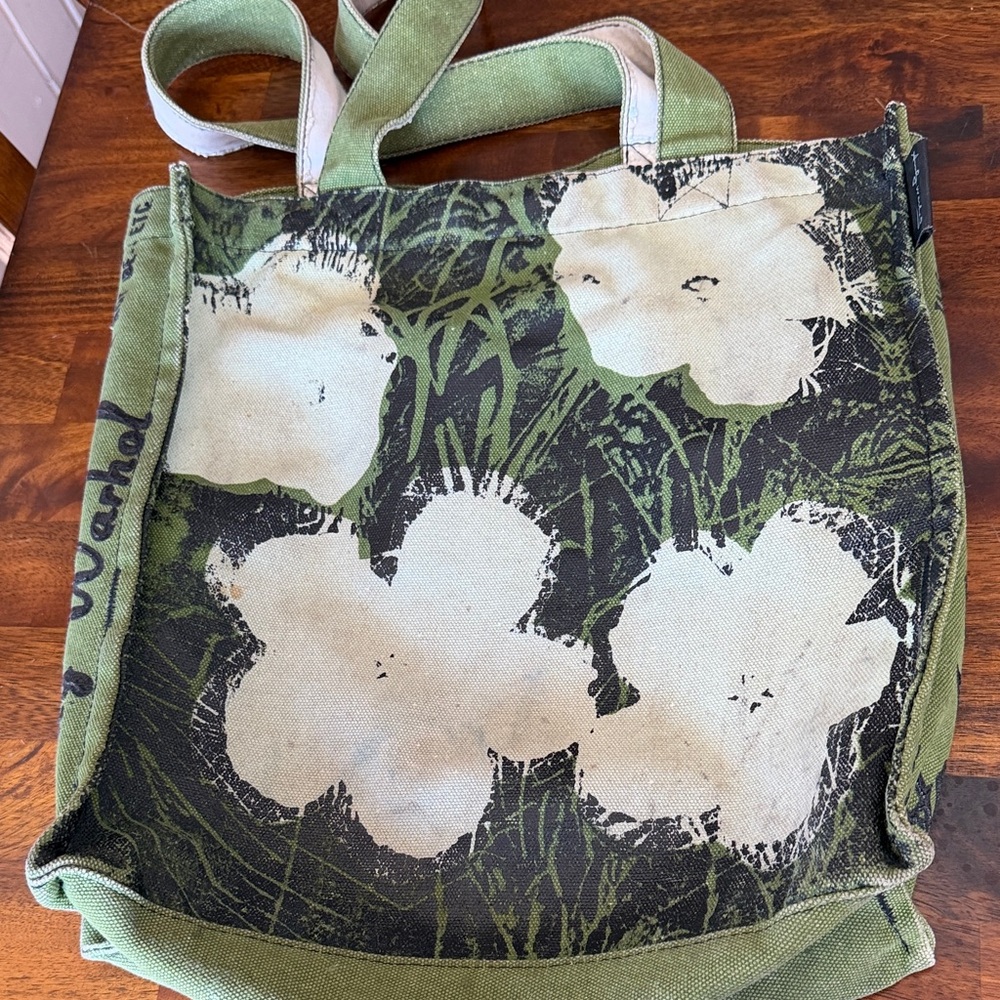 Andy Warhol Floral Green Canvas Tote Bag